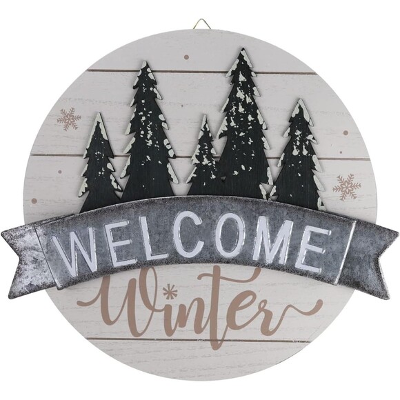 Sfozstra Winter Welcome Sign, "Welcome Winter" Front Door Decorative Sign - Picture 1 of 7